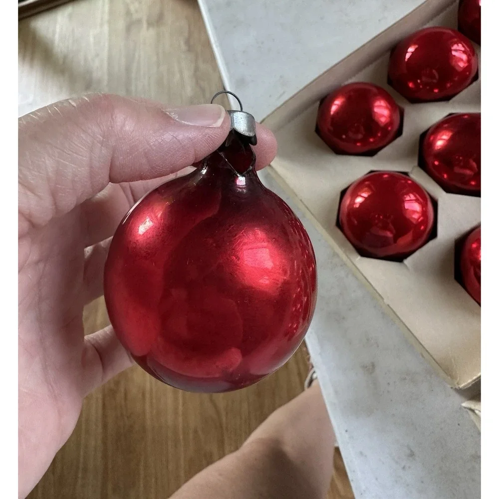 Vintage Holly Glass Ornaments 2¼